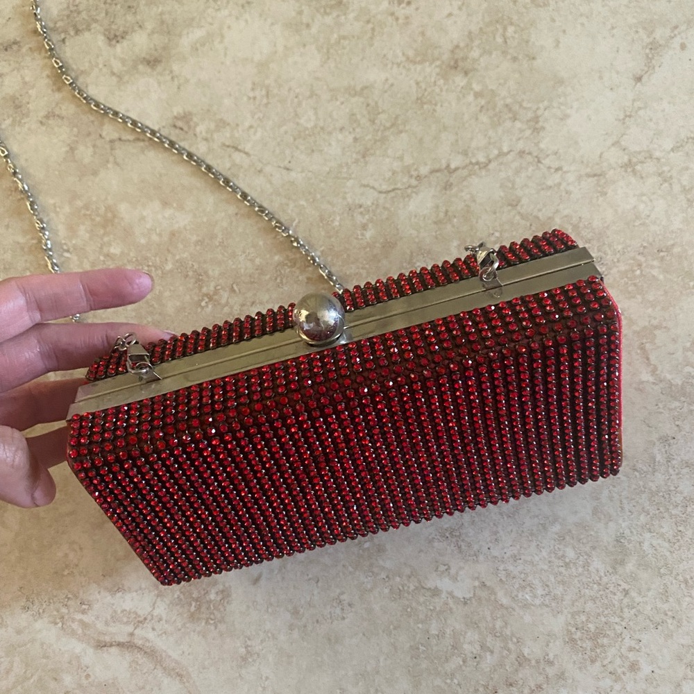 Red rhinestone clutch purse
